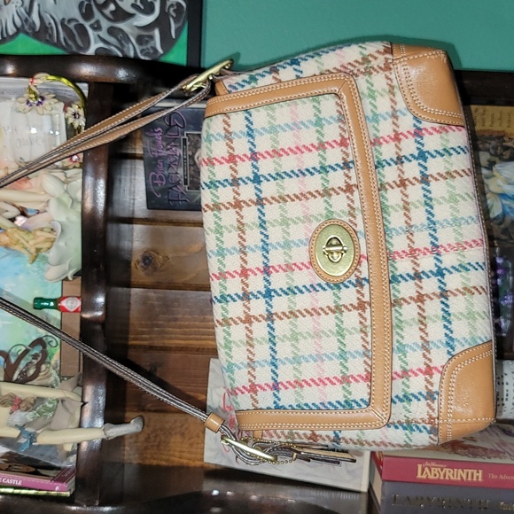 🅶 Coach Hampton F13984 Tattersall Multicolor Plaid Wool Shoulder Bag Purse - Picture 1 of 13